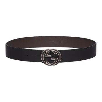 GUCCI Leather Belts Men's Black/Brown Width 4cm