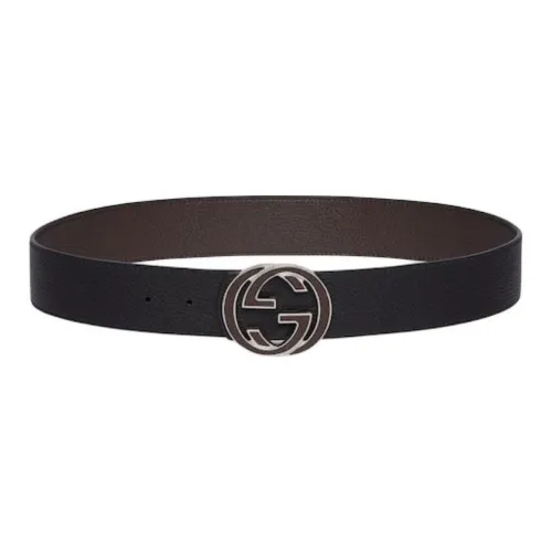 GUCCI Leather Belts Men's Black/Brown Width 4cm