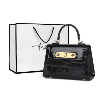 MILLIE'S Cow Leather Patchwork Synthetic Leather Handbag Regular Women's Black/White