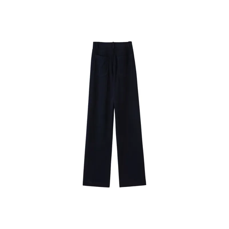 Late White Casual Pants Women's Dark Blue-3