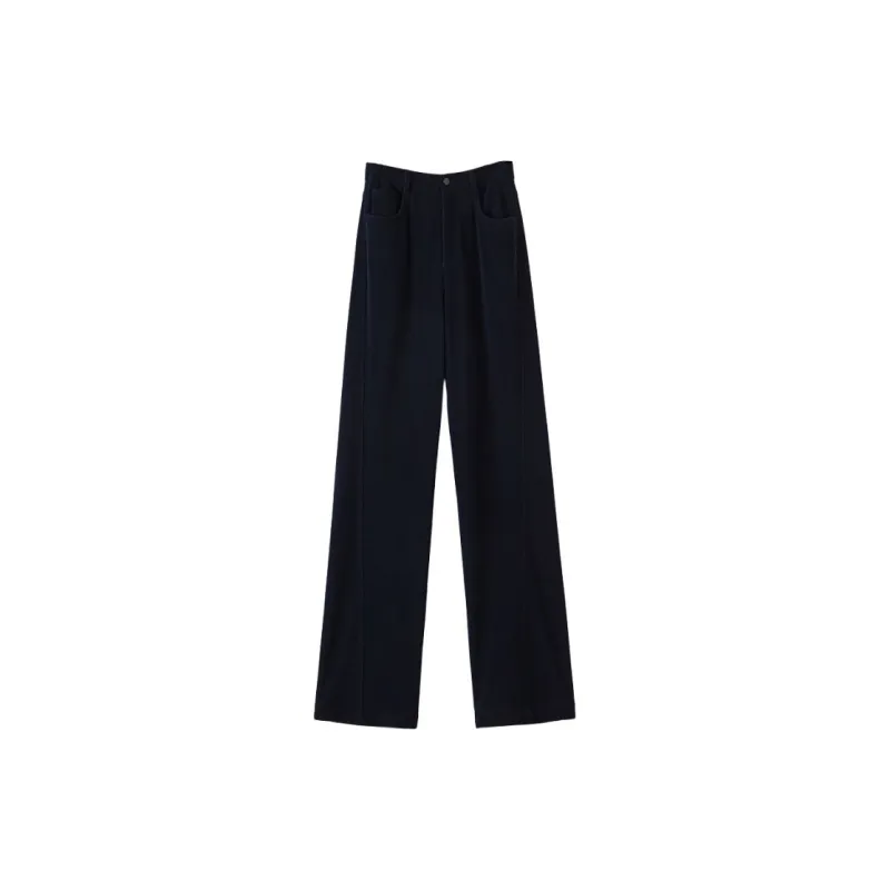Late White Casual Pants Women's Dark Blue-2