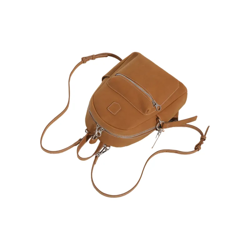 OCTSUI Synthetic Leather Backpack Women's Yellow Brown/Gray-3