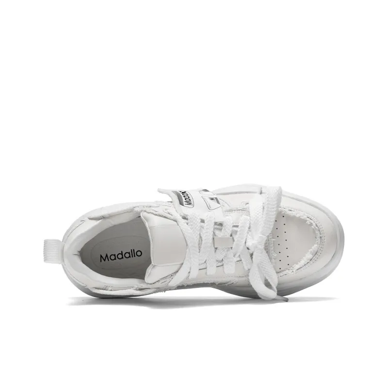 MADALLO Rocking Collection Fashion Dissolve Shoes Thermal Slip Resistant Low Top Skateboard Shoes Women's White-4