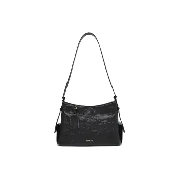 PIERPOLO Top Grain Cow Leather Hobo Bag, Commute Shoulder Bag Medium Size Women's Black