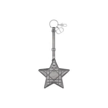 DIOR Calfskin Keychains Women's Silver Gray