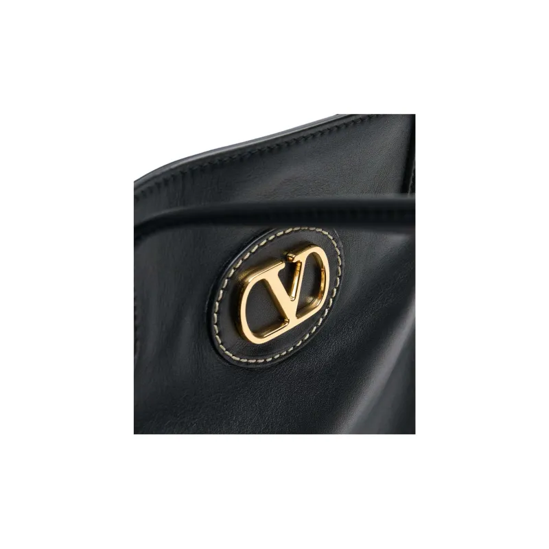 Valentino Cow Leather Tote Bag, Shopping Bag, Shoulder Bag, Crossbody Bag, Handbag Medium Size Women's Black-4