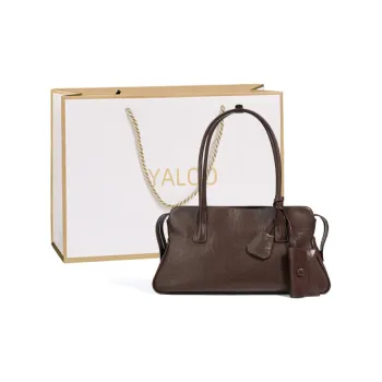 Yalu Top Grain Vegetable Tanned Cow Leather Handbag Regular Women's Black/Coffee/Dark Red