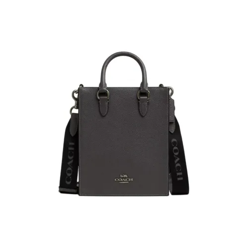 COACH Dylan Refined Pebbled Leather Shoulder Bag, Crossbody Bag, Handbag Small Size Men's Graphite
