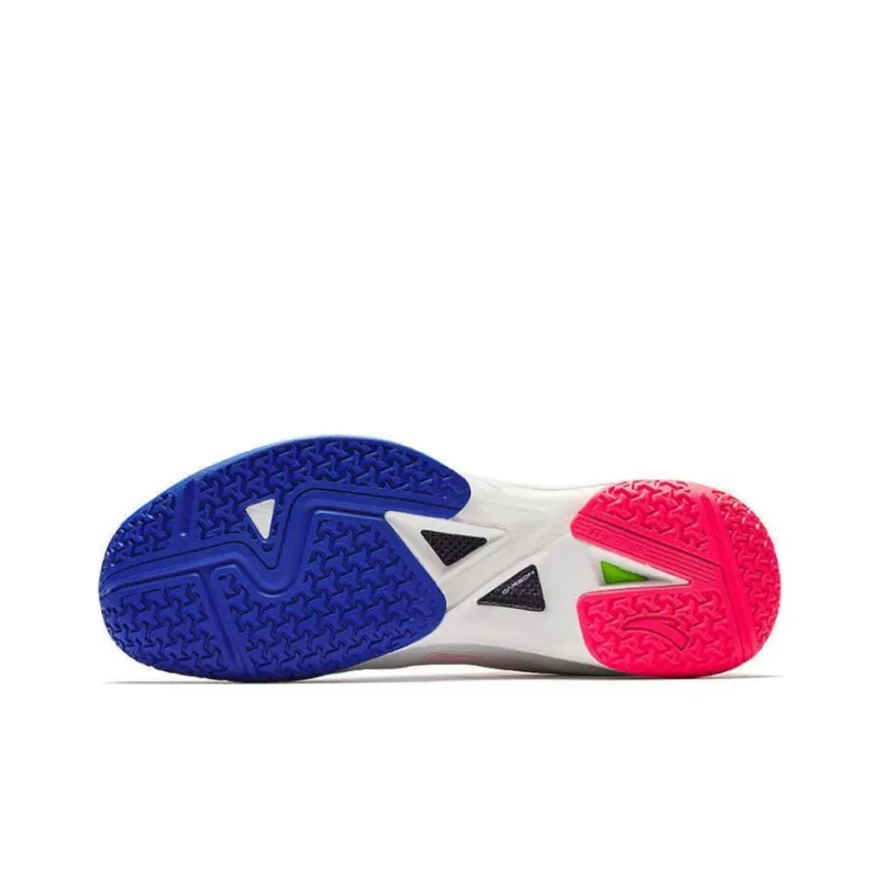 Anta Anti-Slip And Wear-Resistant Coverage Low-Top Badminton Shoes Unisex White Blue Pink-4