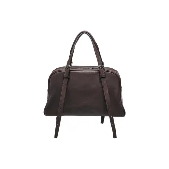 Qiuzhen Sheepskin Yoyo Bowling Bag, Handbag Regular Unisex Coffee/Black/Elephant Gray