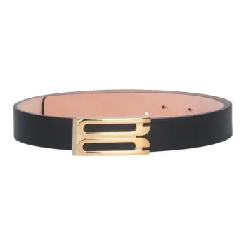 Victoria Beckham Calfskin Leather Belts Women's Black Width 3CM