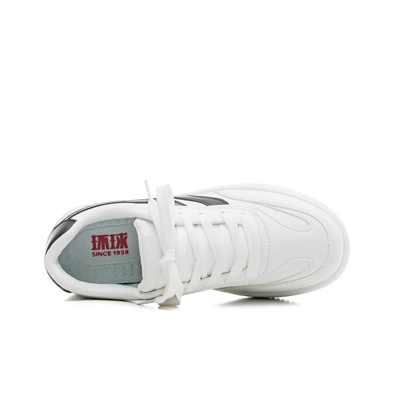 HUANQIU Non slip Lightweight Low Top Skateboard Shoes Women's White Black-3