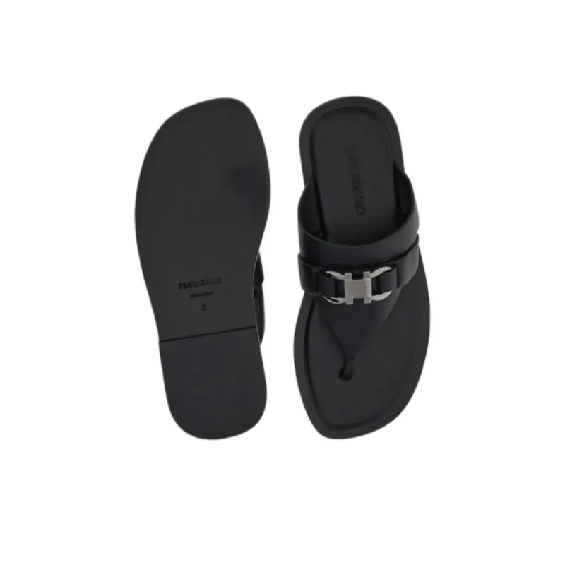 FERRAGAMO Gancini-plaque Leather Sandals-4