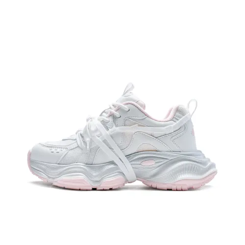 Kappa Back to Back Anti Slip Wear Resistant Low Top Chunky Sneakers Women's White Pink