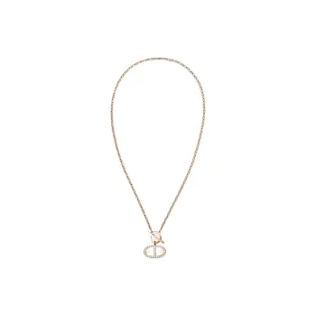 HERMES Diamond Necklaces Women's Rose Gold