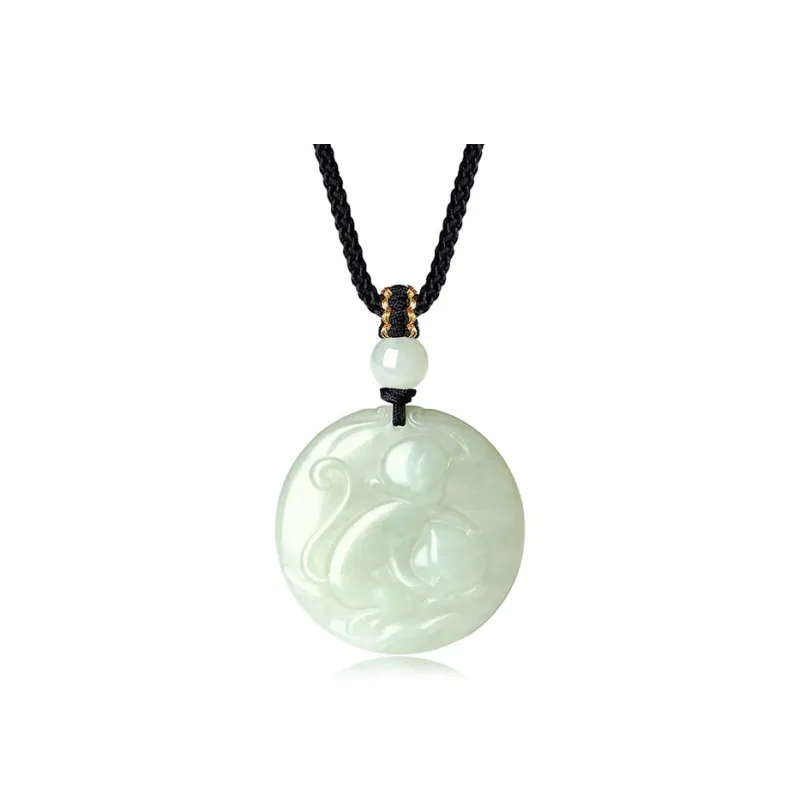 QIANCHANG Hetian Jade Necklaces Pale Greenish White Jade Women's-12