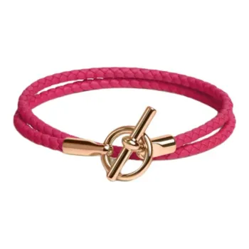 HERMES Calfskin Bracelets Women's Pink Purple