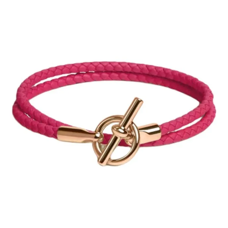 HERMES Calfskin Bracelets Women's Pink Purple-0