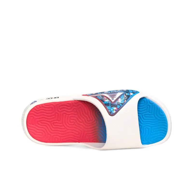 PEAK Slide Slippers Men's White Blue Red-3