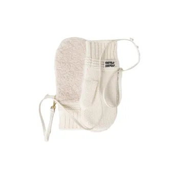 MIU MIU Wool Knit Gloves Unisex White