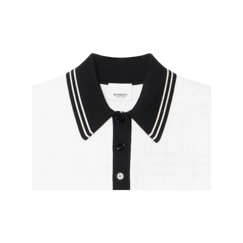 Burberry Check Stripe trim Polo Dress-6