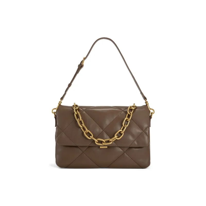 CLEVER& KETCH PU Shoulder Bag Shoulder Bag Medium Size Women's Coffee/Black/Ecru-0