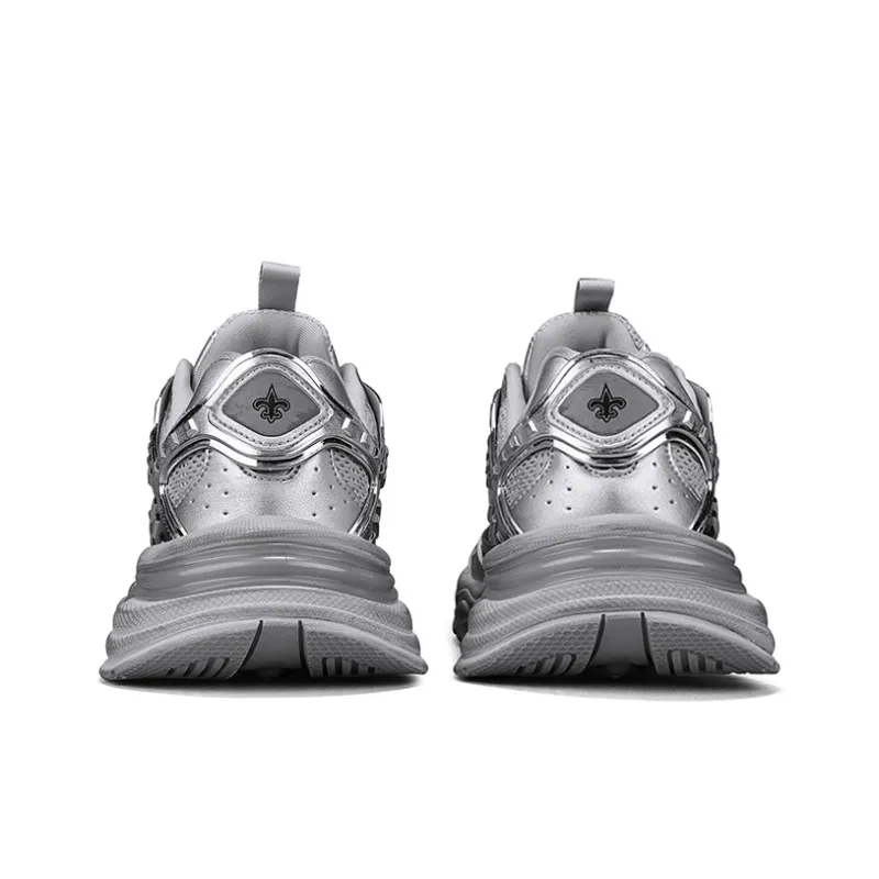 NFL Wear resistant And Lightweight Low Top Chunky Sneakers Unisex Silver-4