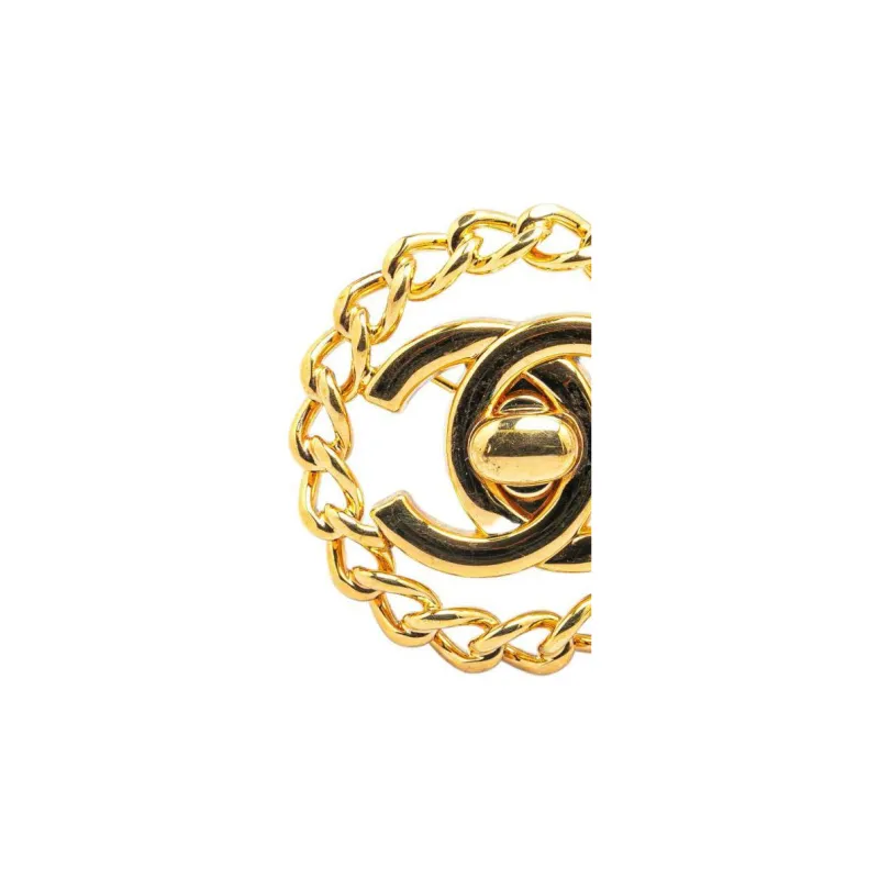CHANEL 1997 Plated Cc Turnlock Chain Brooch Costume Brooch-2