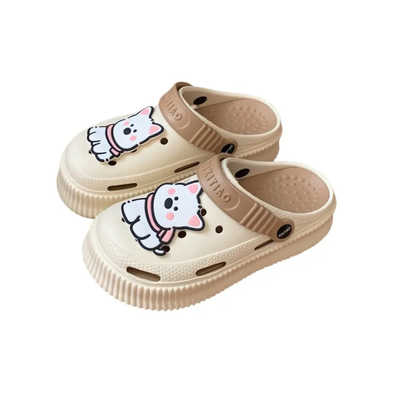 Thin Strips Slippers Women's, White+Egg Yolk-14