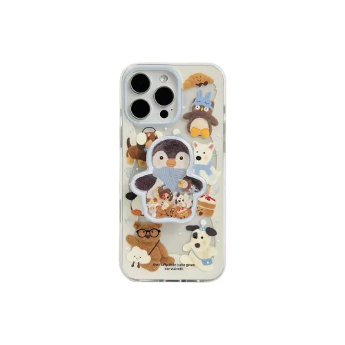 Sopi Acrylic Material Scarf Animal Stand Phone Cases Compatible With IPhone 16/15 Pro Max/Apple 13/14 Pro/Max