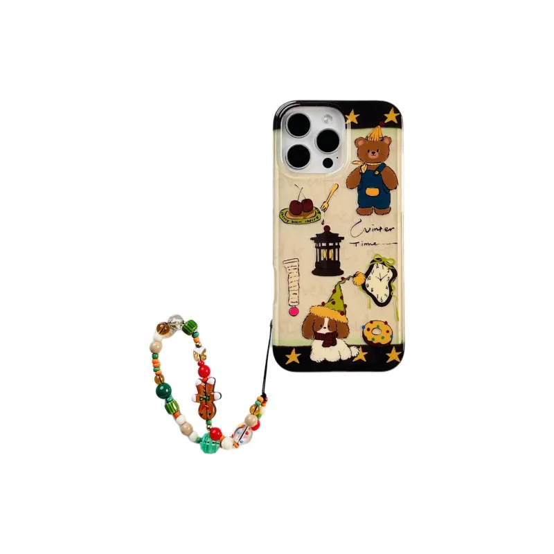Sopi Acrylic Material Bear Puppy Bracelet Phone Cases Compatible With IPhone 16/15 Pro Max/Apple 13/14 Pro/Max-1