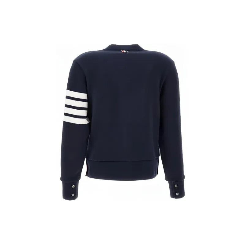 THOM BROWNE Logo Patch Stripe Detailed Cardigan-2