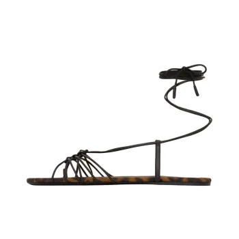 SAINT LAURENT CASSANDRE Babylone Strap Sandals Women's Leopard Print