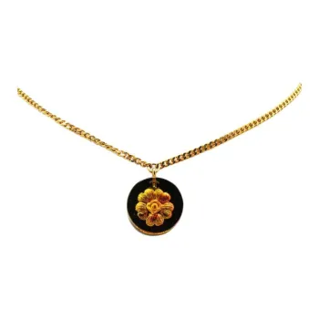 CHANEL 1998 Plated And Resin Camellia Pendant Costume Necklace