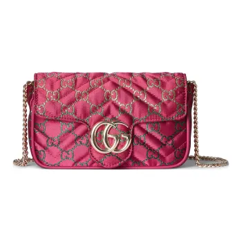 GUCCI GG Marmont Canvas Shoulder Bag Extra Mini Women's Pink