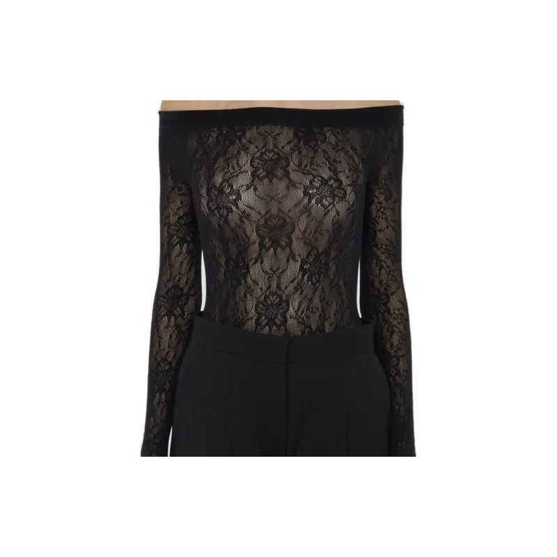 SAINT LAURENT Lace Detailed Off Shoulder Top-6