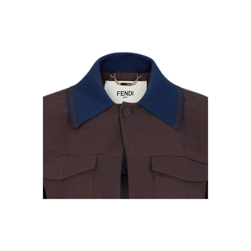 FENDI Pinstriped Motif Cropped Jacket-2