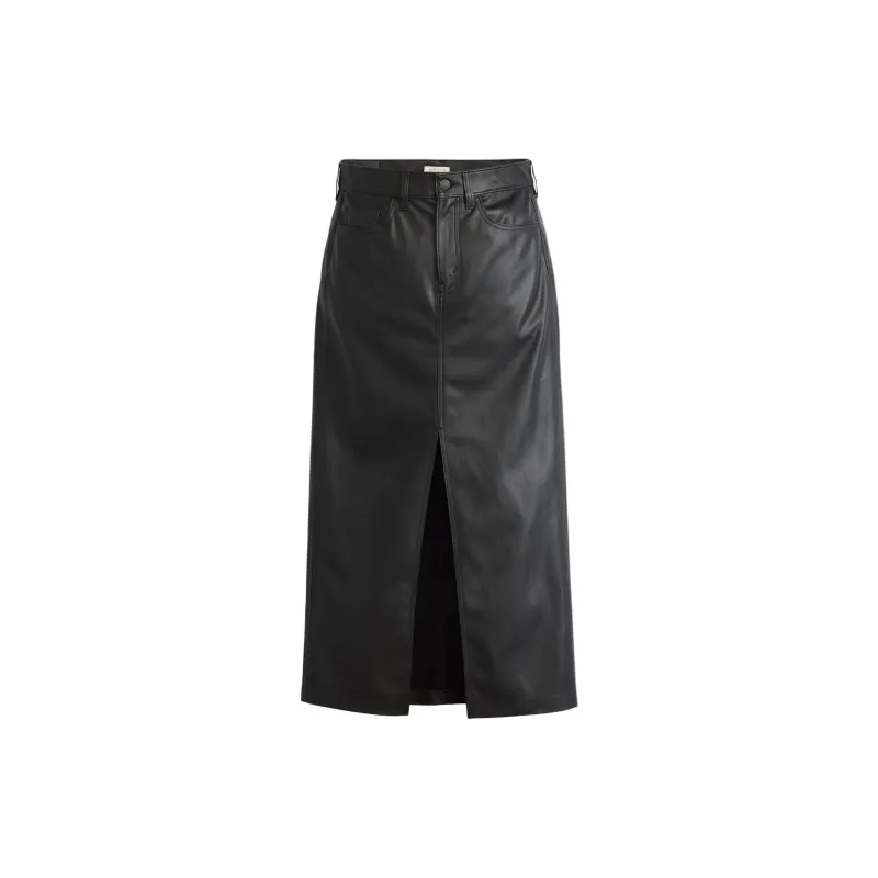 Levi's Leather Long Skirt Women's Black-1