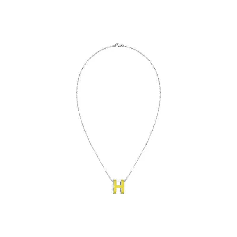 HERMES Metal, Palladium Plated Necklaces Women's Yellow-1