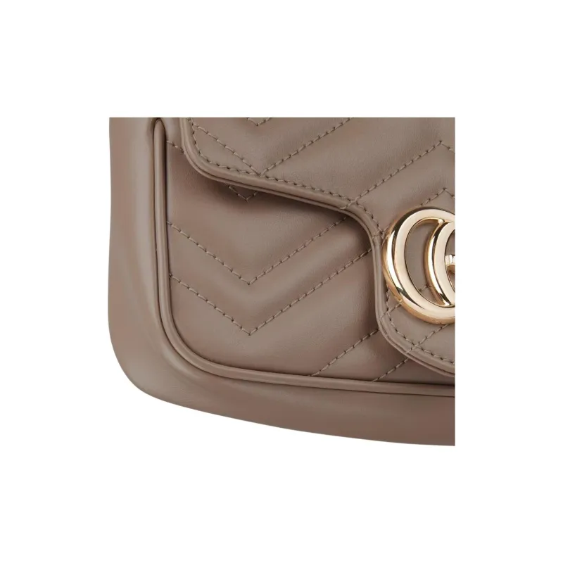 GUCCI GG Marmont Leather Shoulder Bag Mini Women's Taupe-5