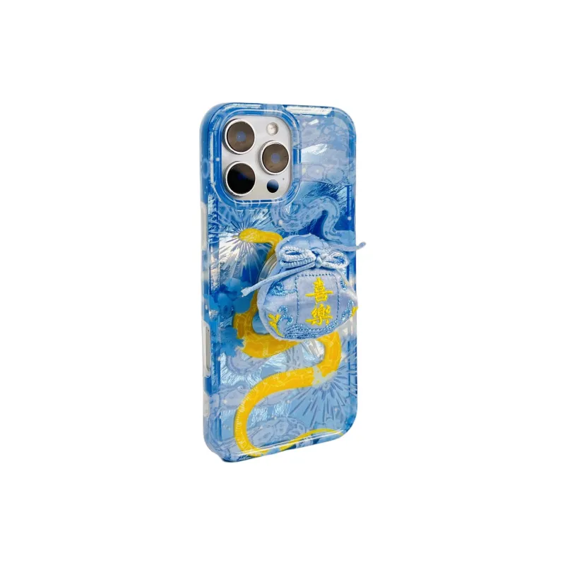 Wei Xin Acrylic Material Snake Year Charm Stand Phone Cases Compatible With IPhone 16/15 Pro Max/Apple 13/14 Pro/Max-17