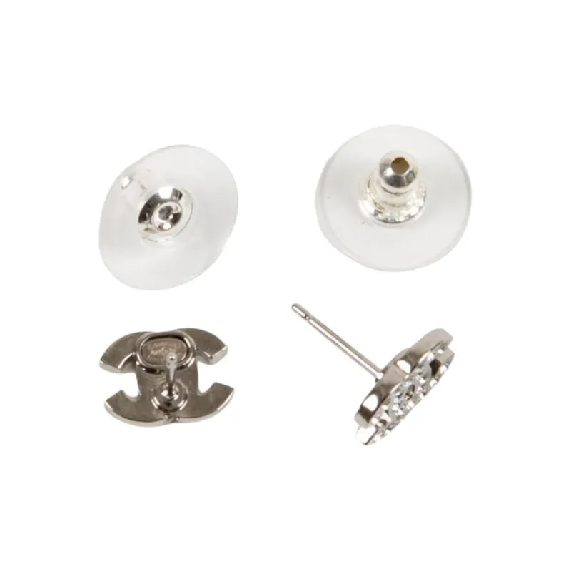 CHANEL 2010s Interlocking Cc Stud Earrings-3