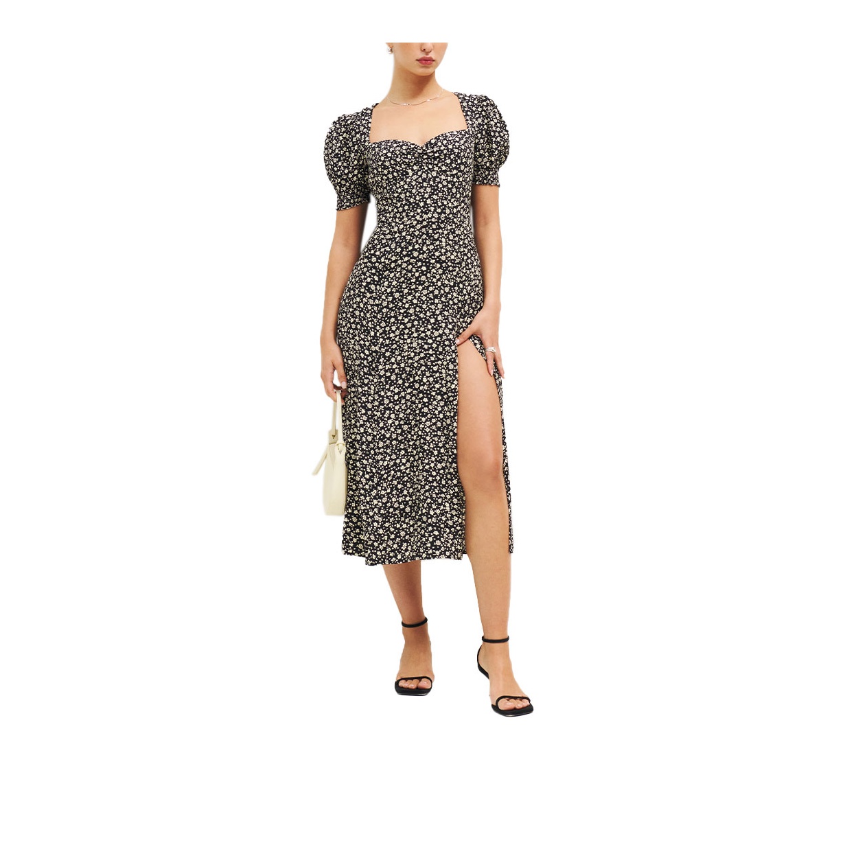 REFORMATION Ivory White Bouquet Floral Print MONICA Crepe