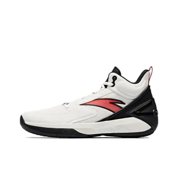 Anta Cushioned Slip Resistant Coverage High Top Basketball Shoes Men's White Black Red