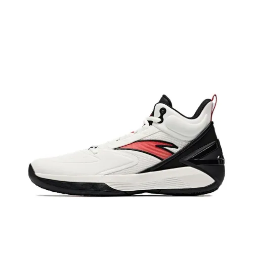 Anta Cushioned Slip Resistant Coverage High Top Basketball Shoes Men's White Black Red