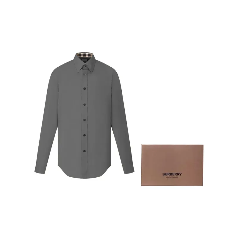 Burberry Shirts Men Gray-5