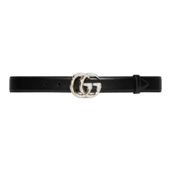 GUCCI Leather Hardware Accessories Leather Belts Women's Black -