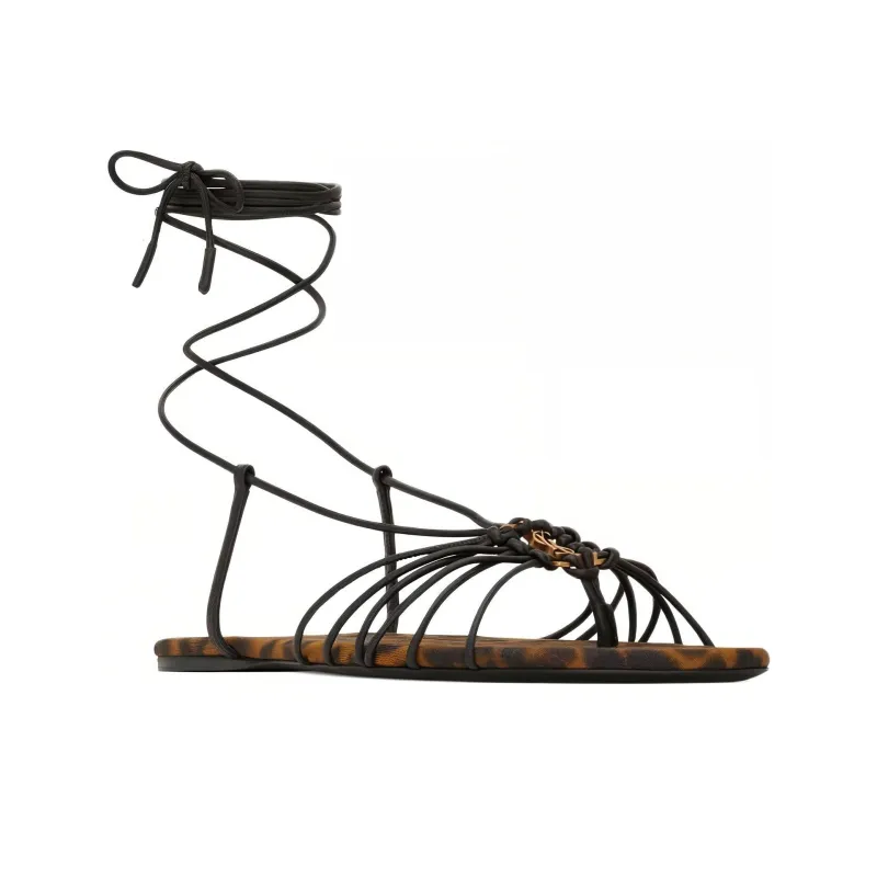 SAINT LAURENT CASSANDRE Babylone Strap Sandals Women's Leopard Print-2