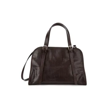 VENOF Top Grain Cow Leather Shoulder Bag Women's Vegetable Tanned Brown/Vegetable Tanned Black