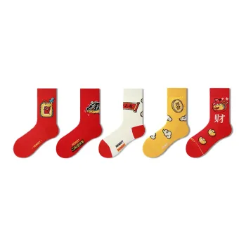 Primeet Mid Calf Socks Unisex 5 Pack Flying Dragon In The Sky